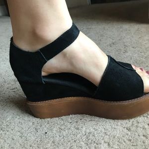 Black wedge sandals velcro